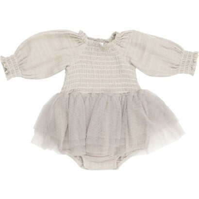 Oatmeal Long - Sleeve L/s Smocked Tutu Bubble