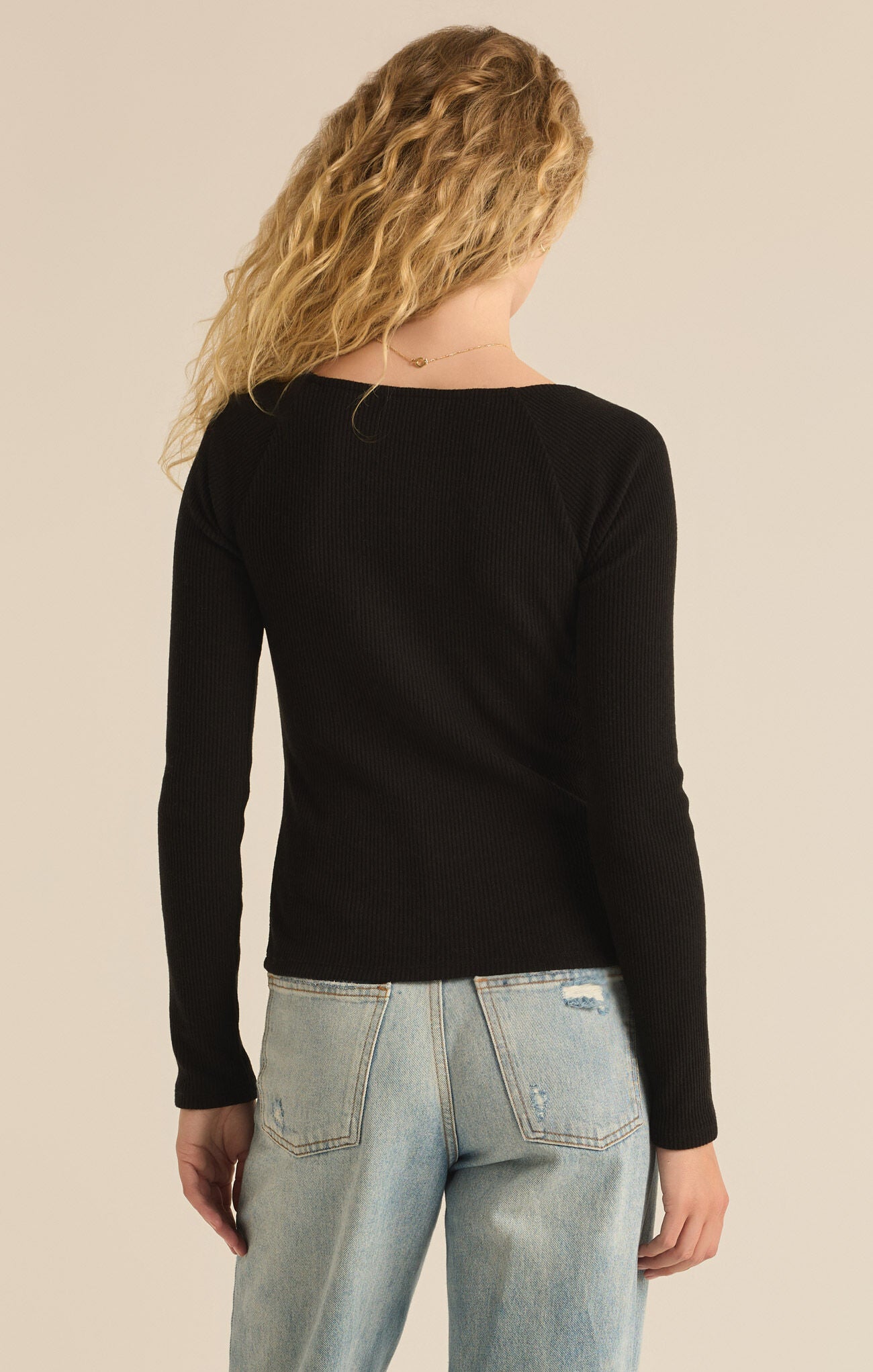 Pia Rib Top Black