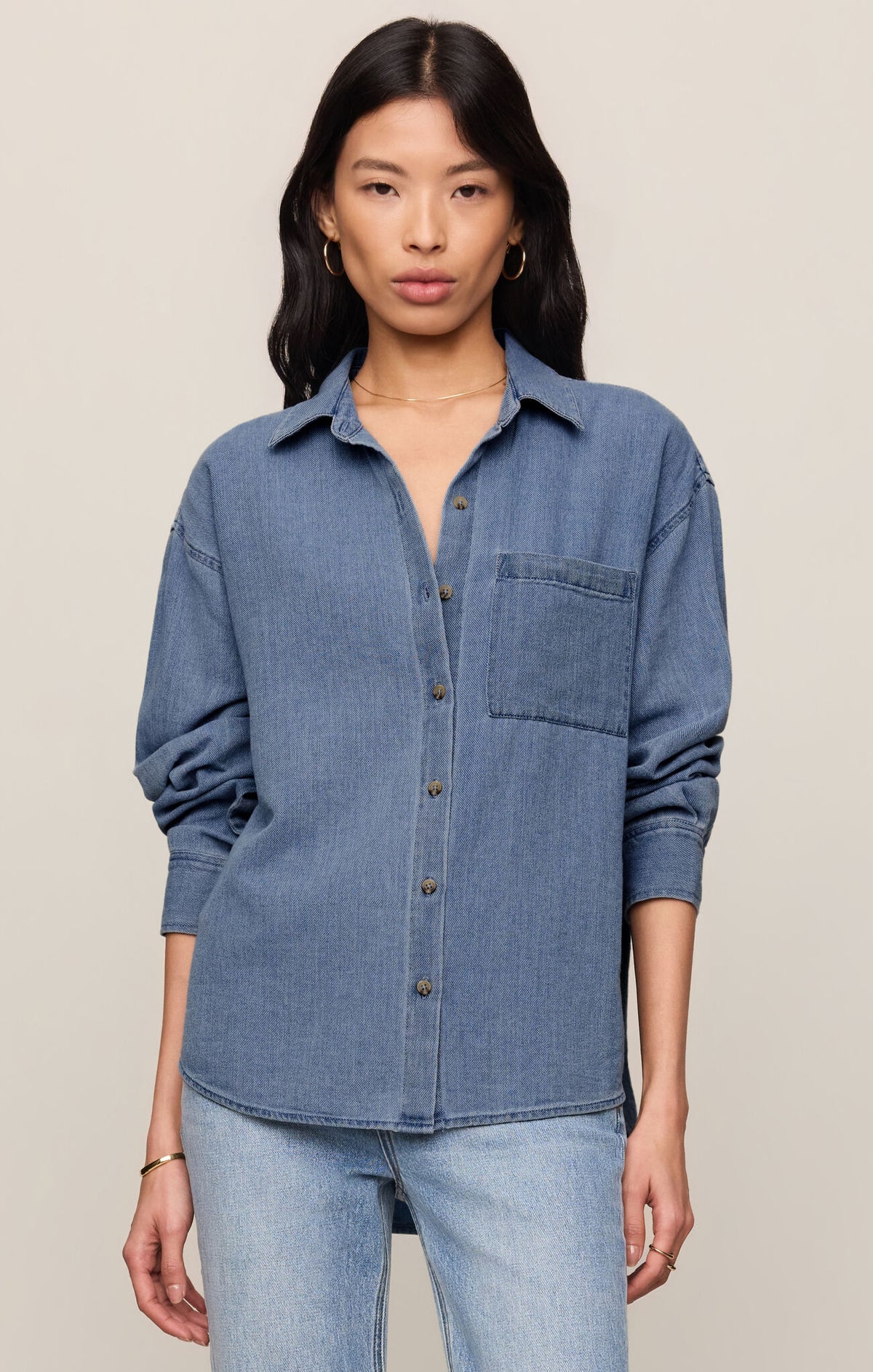 The Perfect Twill Button Up Classic Indigo