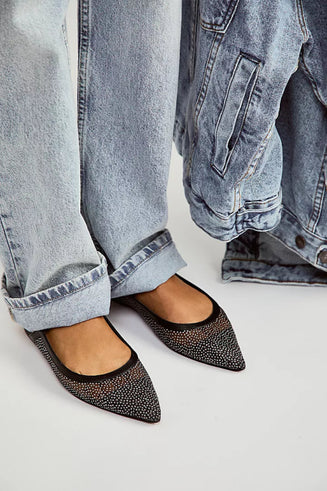 SHEER GLITTER JULES FLAT / BLACK