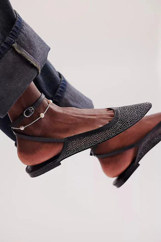 SHEER GLITTER JULES FLAT / BLACK