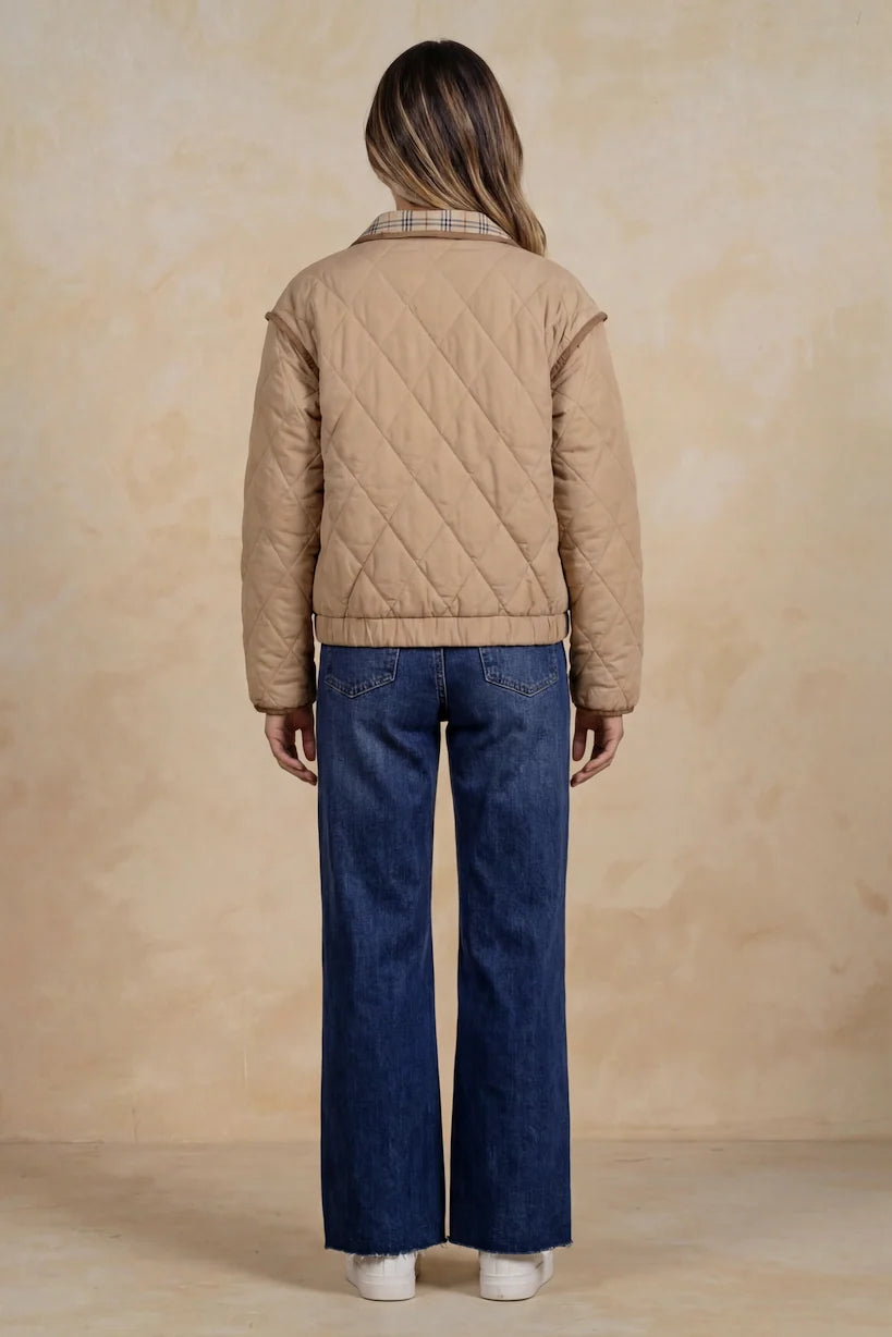 Corduroy Trim Button Front Jacket