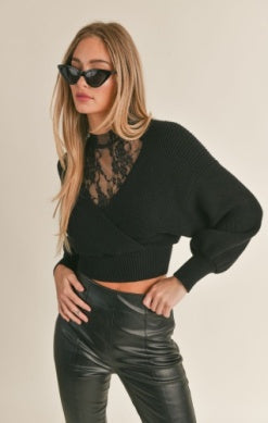 NIGHT GLAM MIXED WITH LACE SWEATER