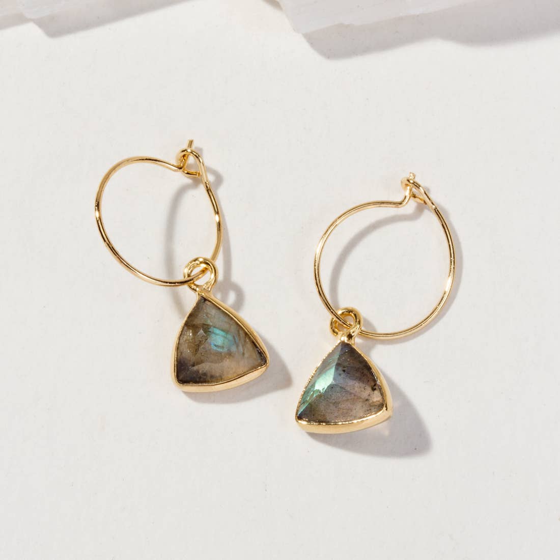 Luna Norte - Bermuda Triangle Mini Hoop Earrings- Labradorite