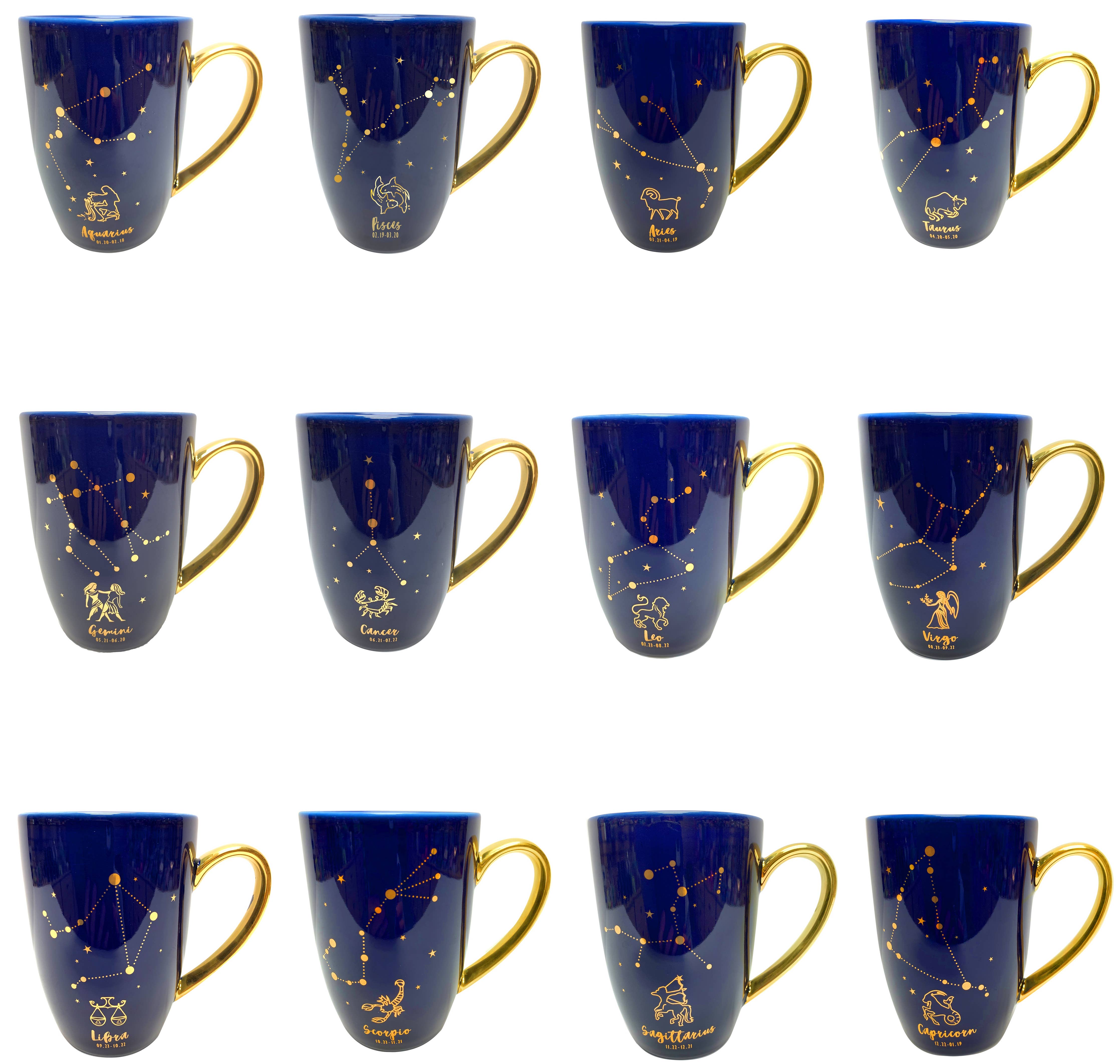 Zodiac Constellations Mug Gold Detailing