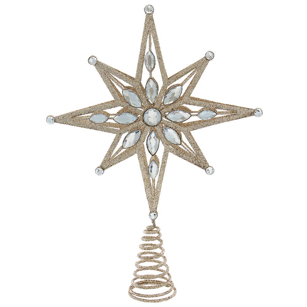 Kurt S. Adler, Inc. - 15"GOLD GLITTER JEWELED STAR TREE TOPPER