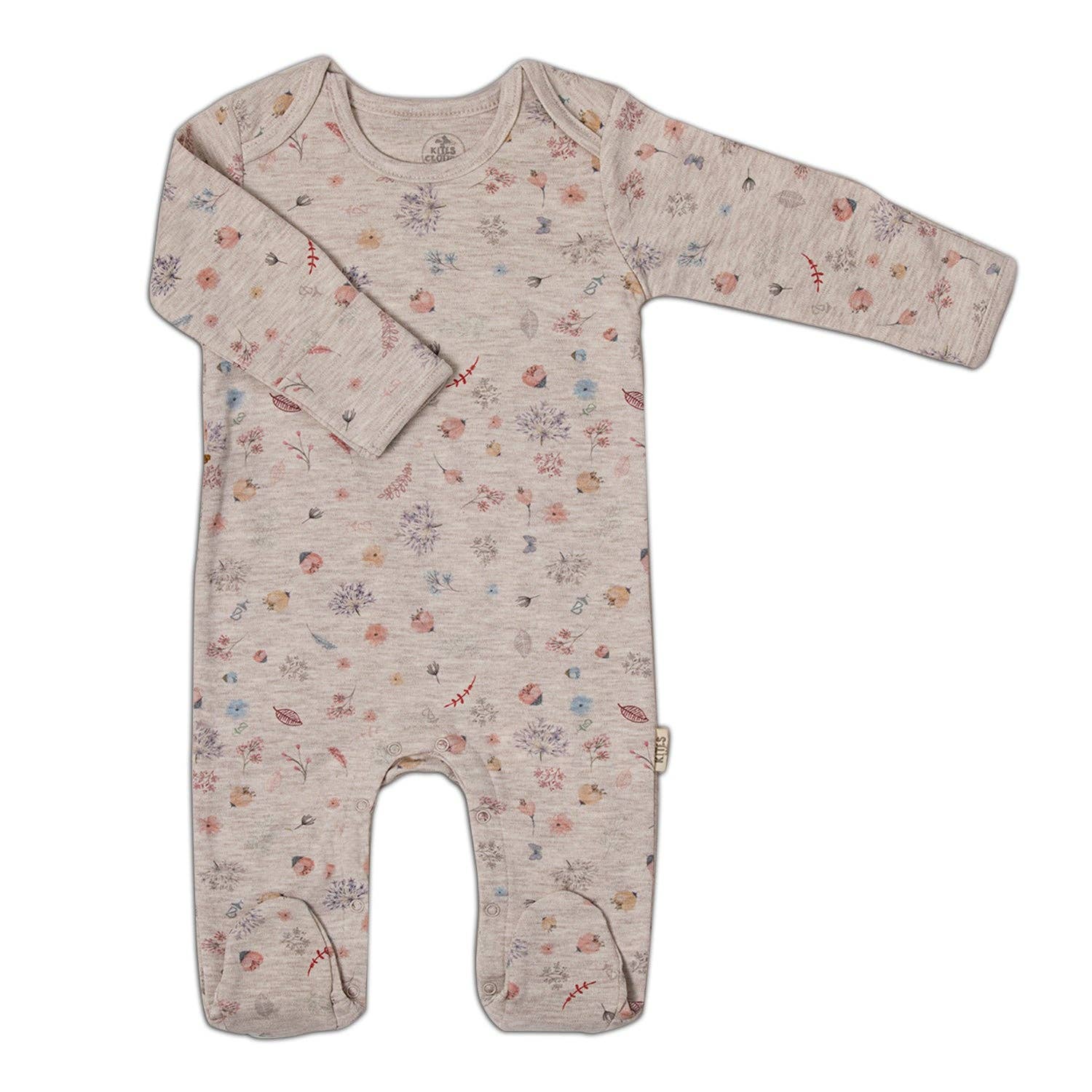 Footed Overall - Nature Themed Beige: 0-3 Months