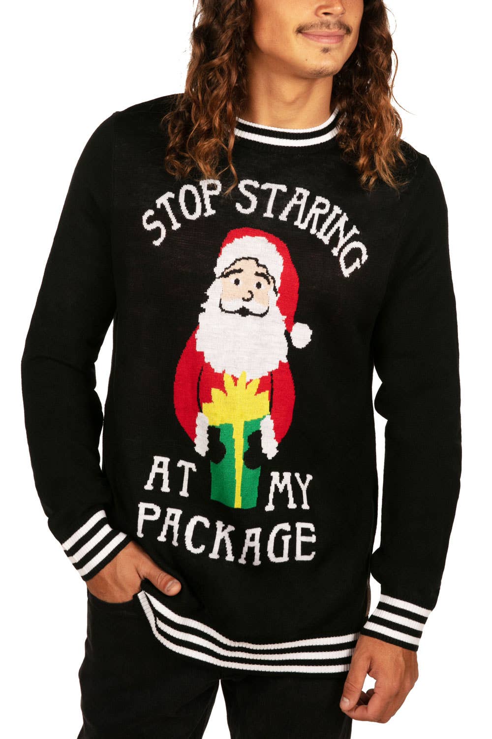 Men's Stop Staring at my Package Christmas Sweater