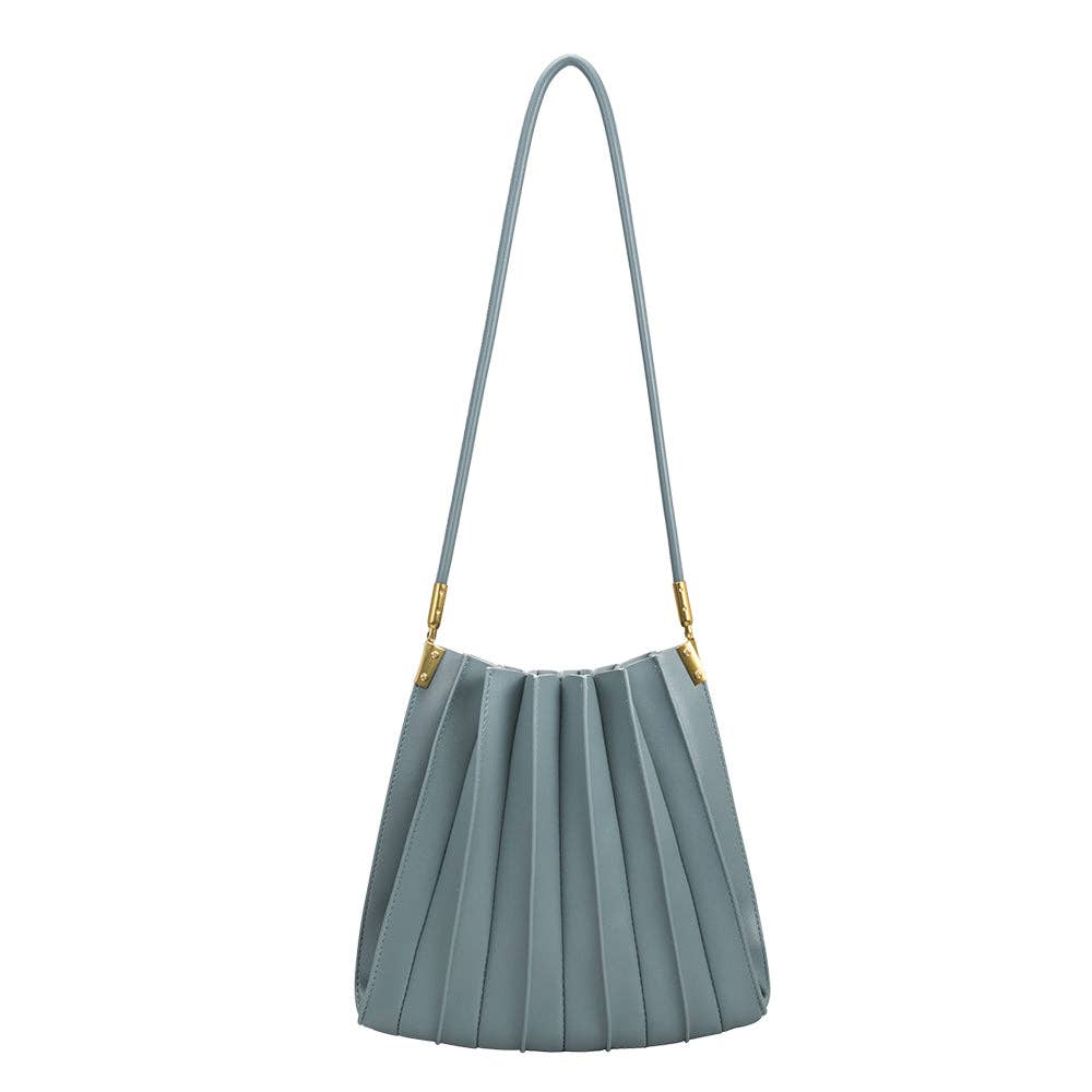 Melie Bianco - Carrie Slate Pleated Vegan Shoulder Bag