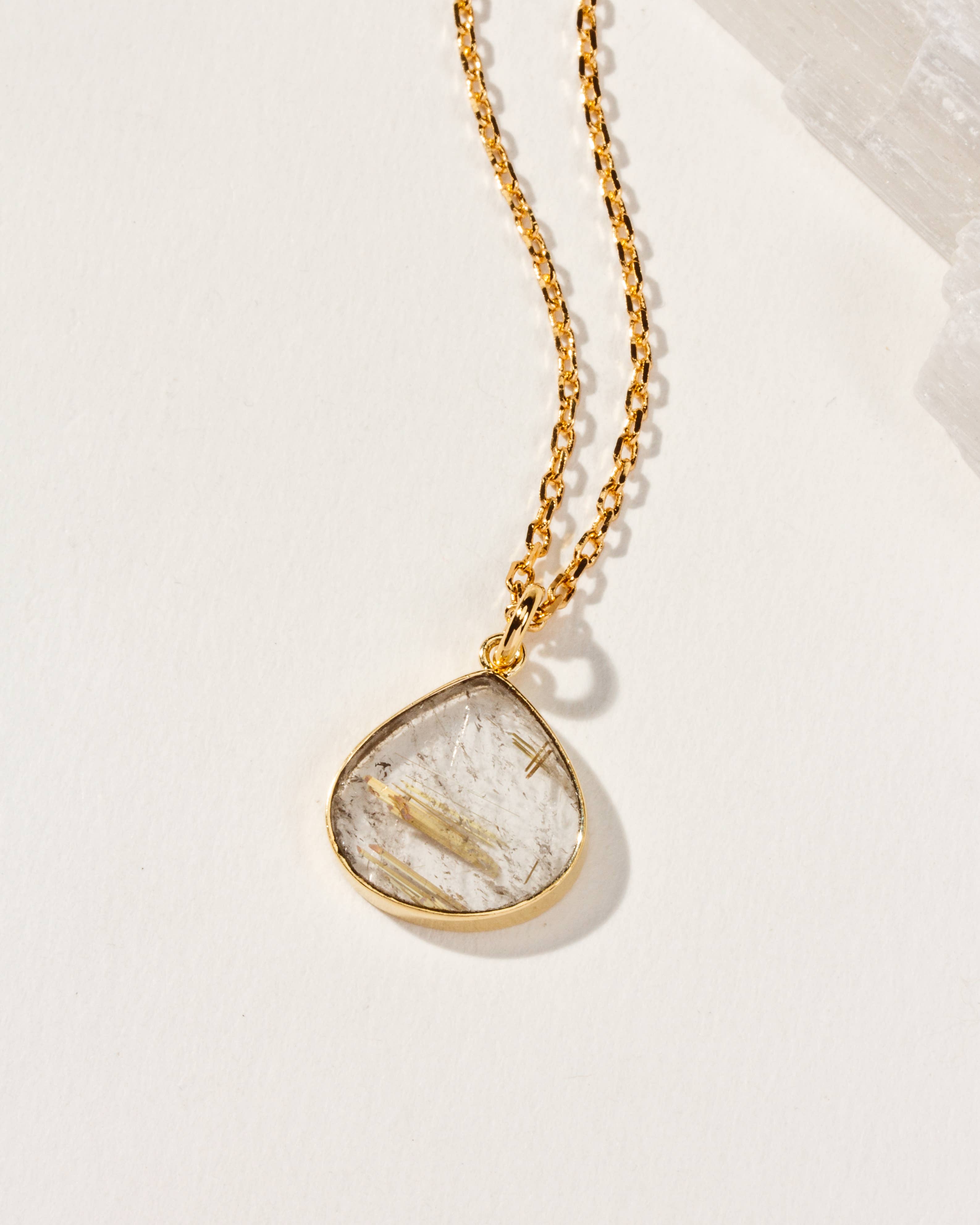 Luna Norte - Bohemian Long Medallion Necklace - Rutilated Quartz