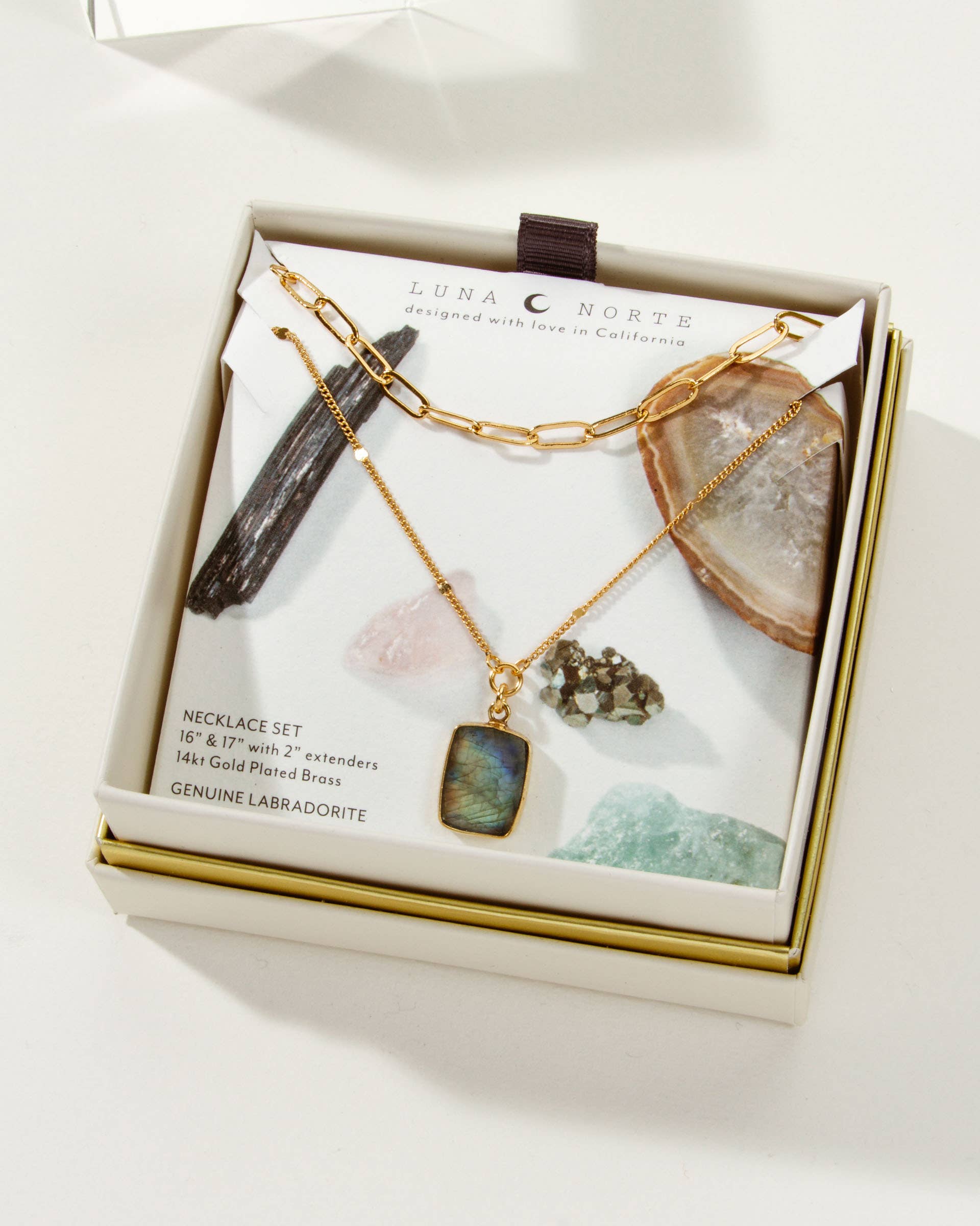 Be There or Be Square Necklace Set- Labradorite