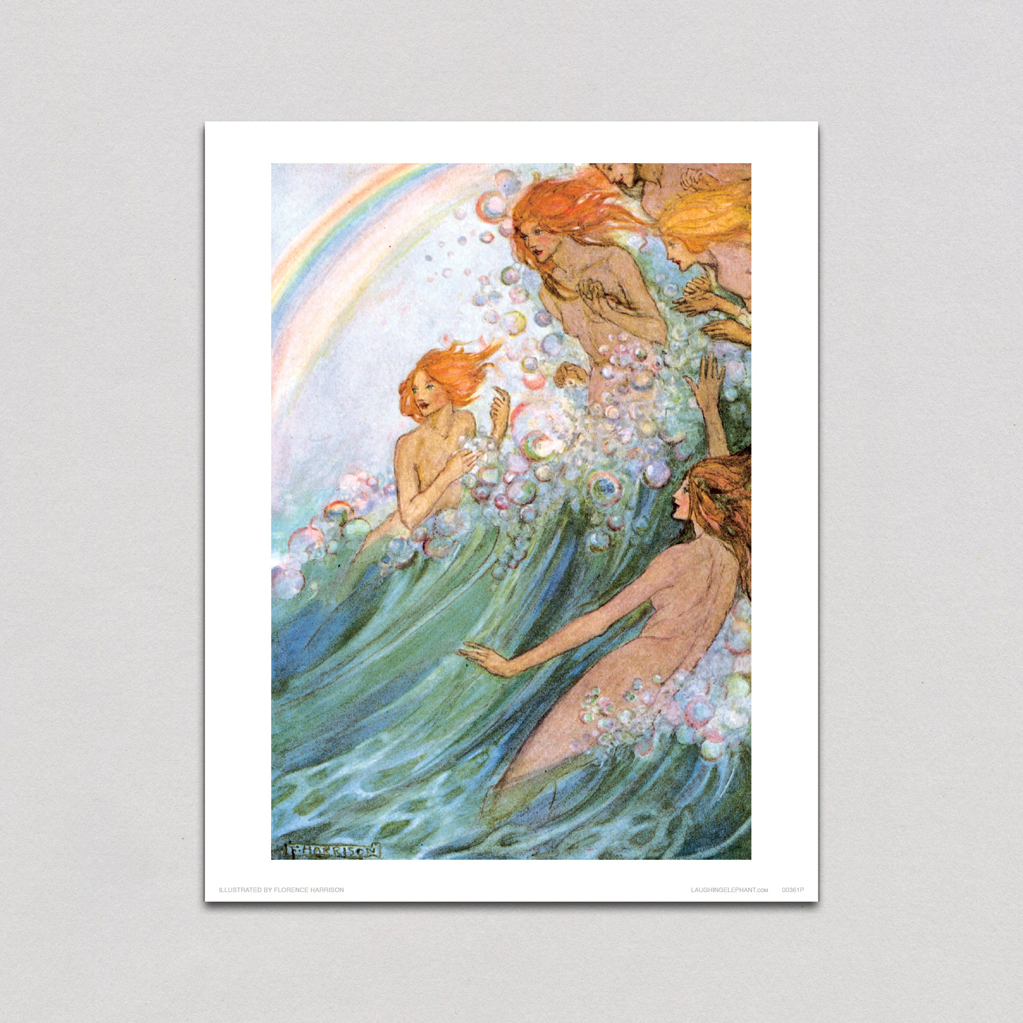 Laughing Elephant - Mermaids and a Rainbow - Mermaids Print