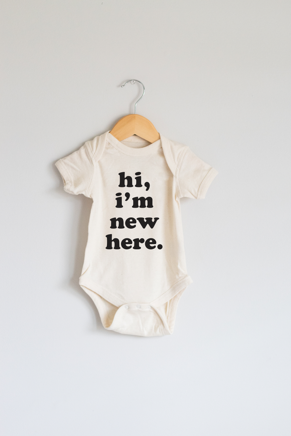 Polished Prints - Hi, I'm New Here Baby Onesie, Baby Bodysuit, Baby Gift