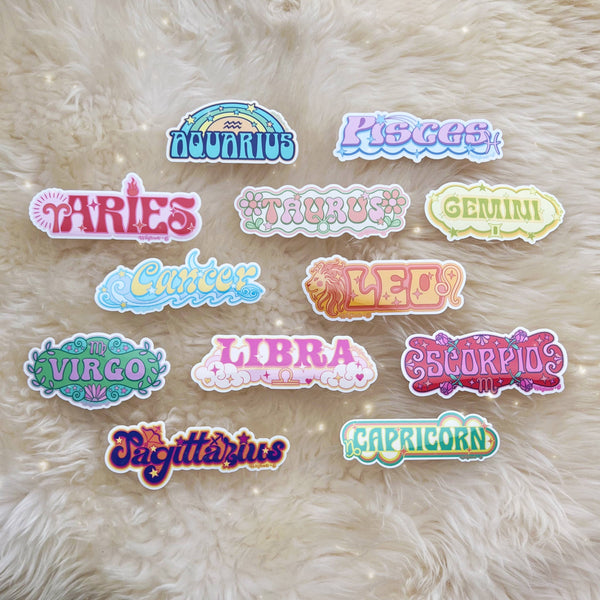 Wildflower + Co. - Zodiac Sticker (Colorful), All Signs