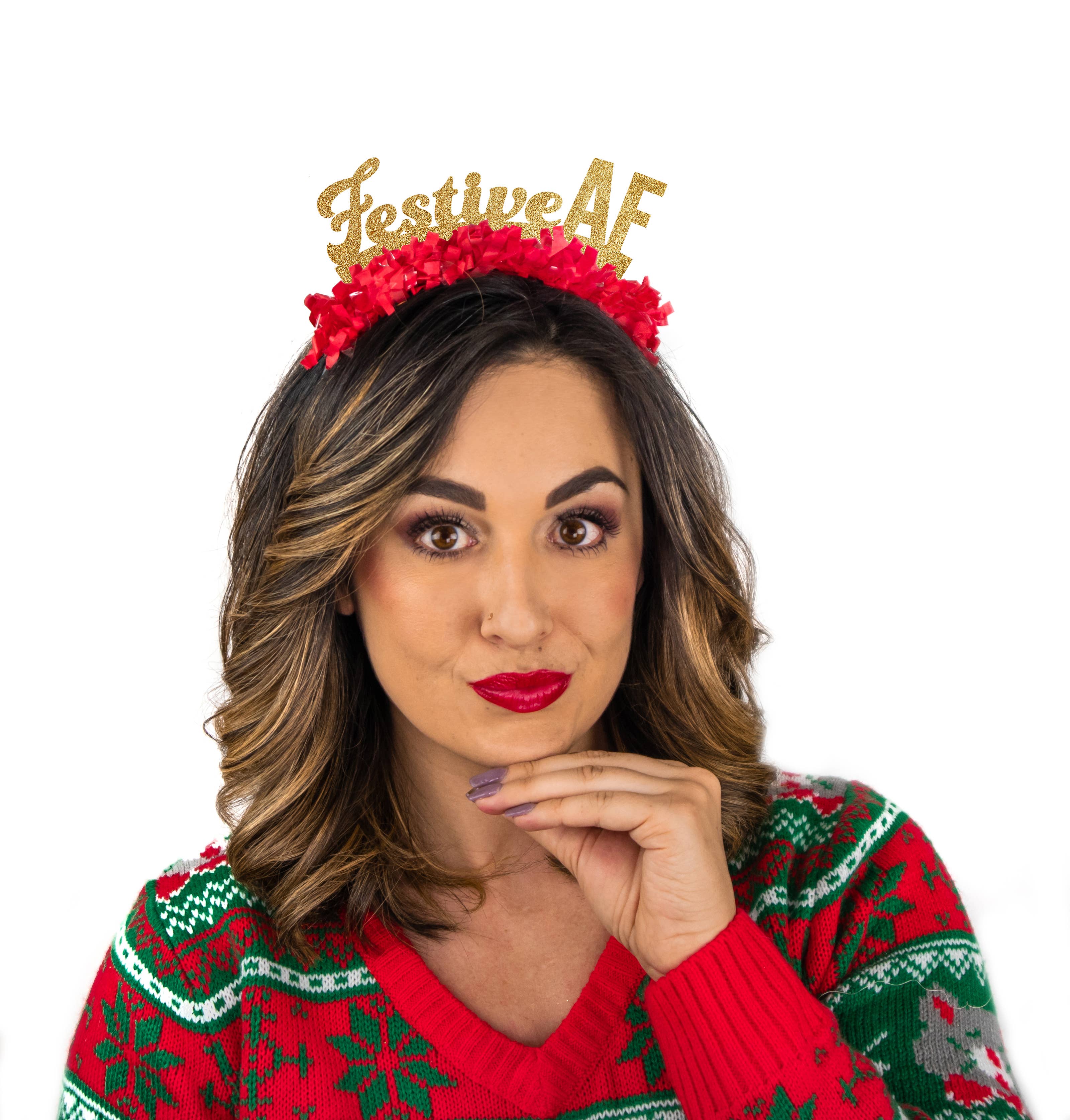 Festive Gal - Festive AF Holiday Christmas Party Crown Headband