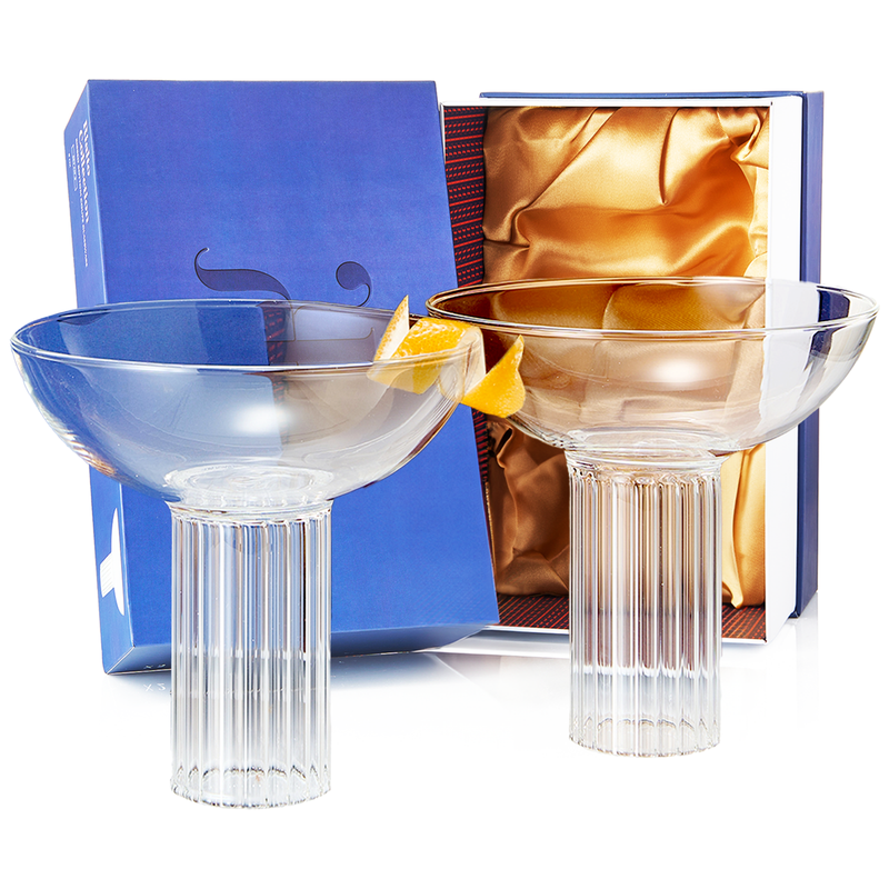 The Wine Savant Ribbed Coupe Cocktail Glasses 8 oz, Set of 2