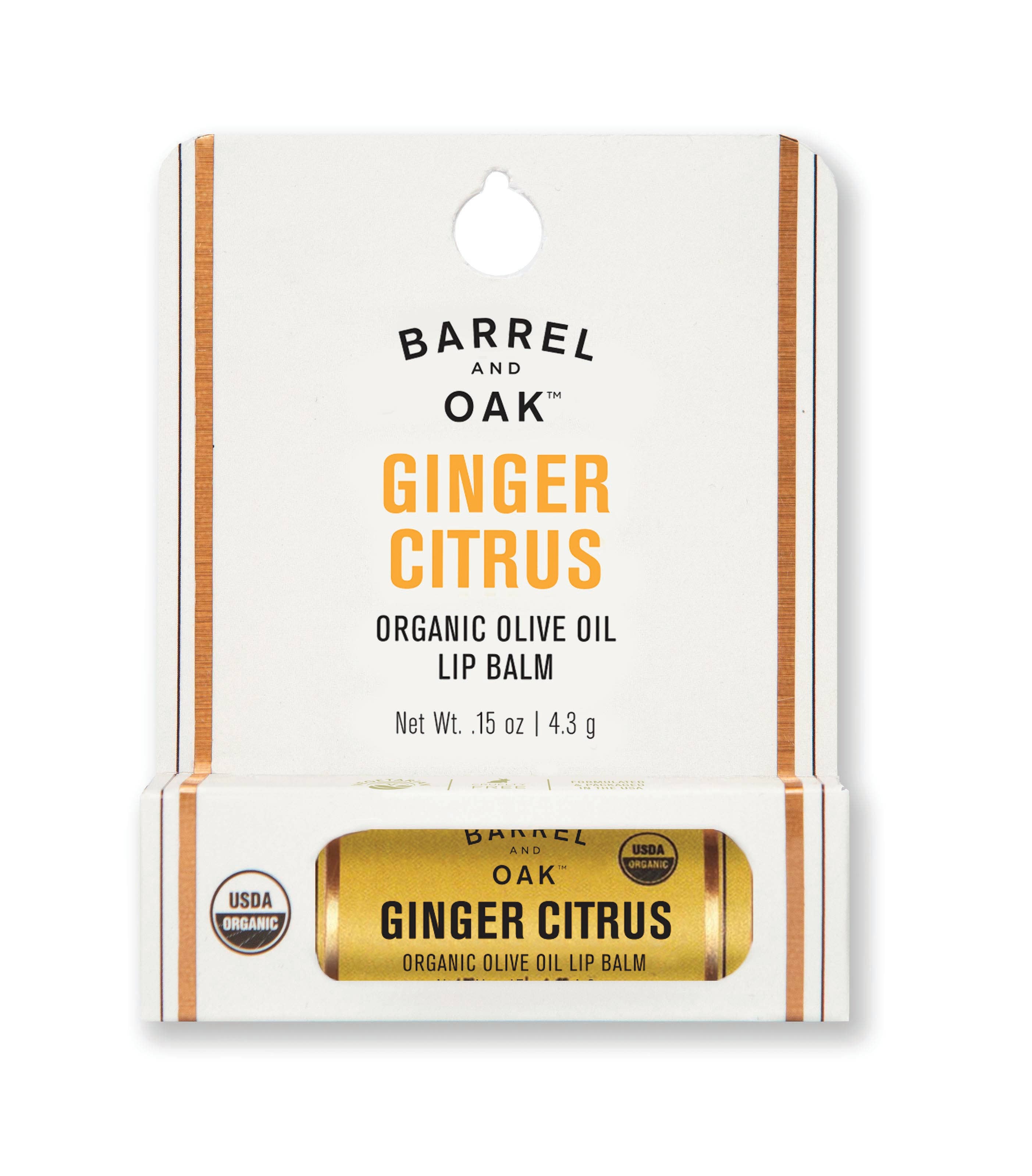 Olive Oil Lip Balm - Ginger Citrus .15 oz