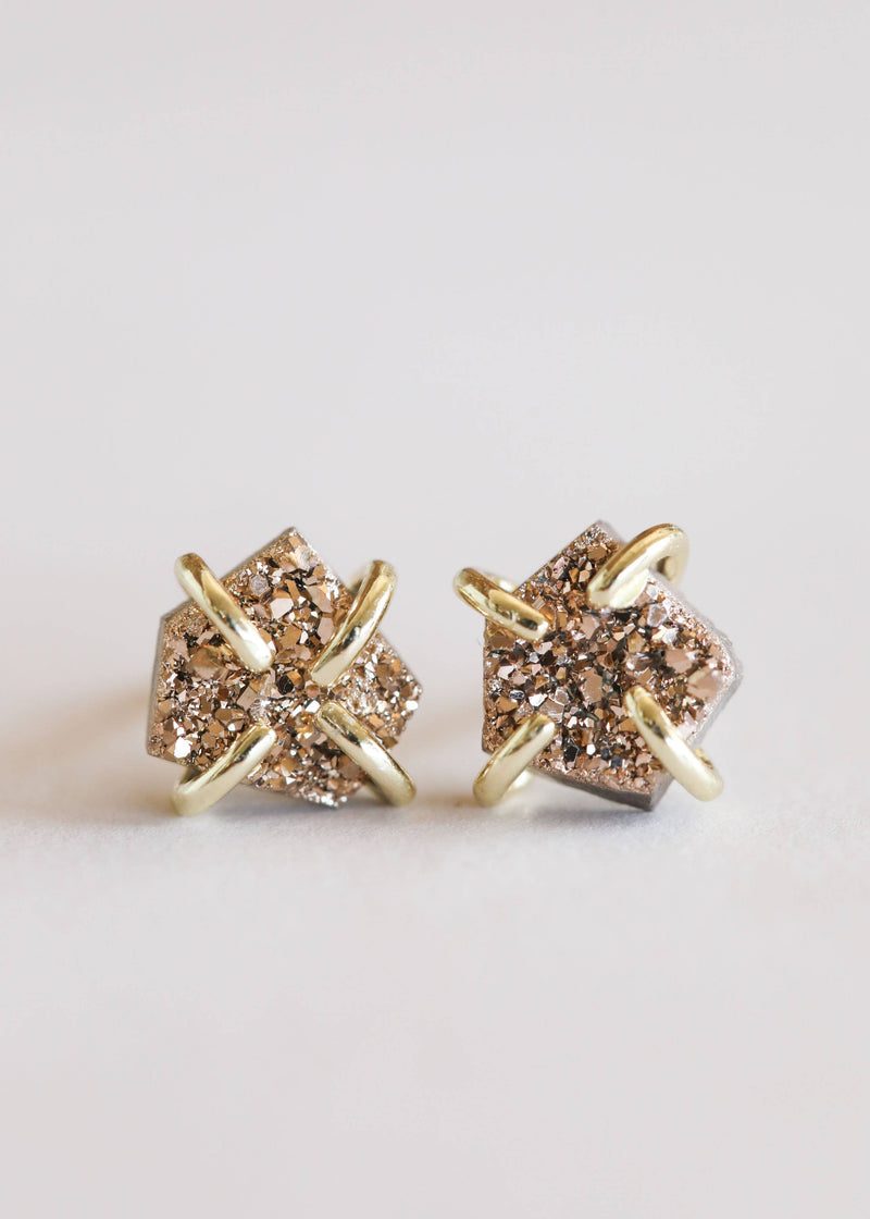 JaxKelly - Rose Gold Druzy Prong Earrings
