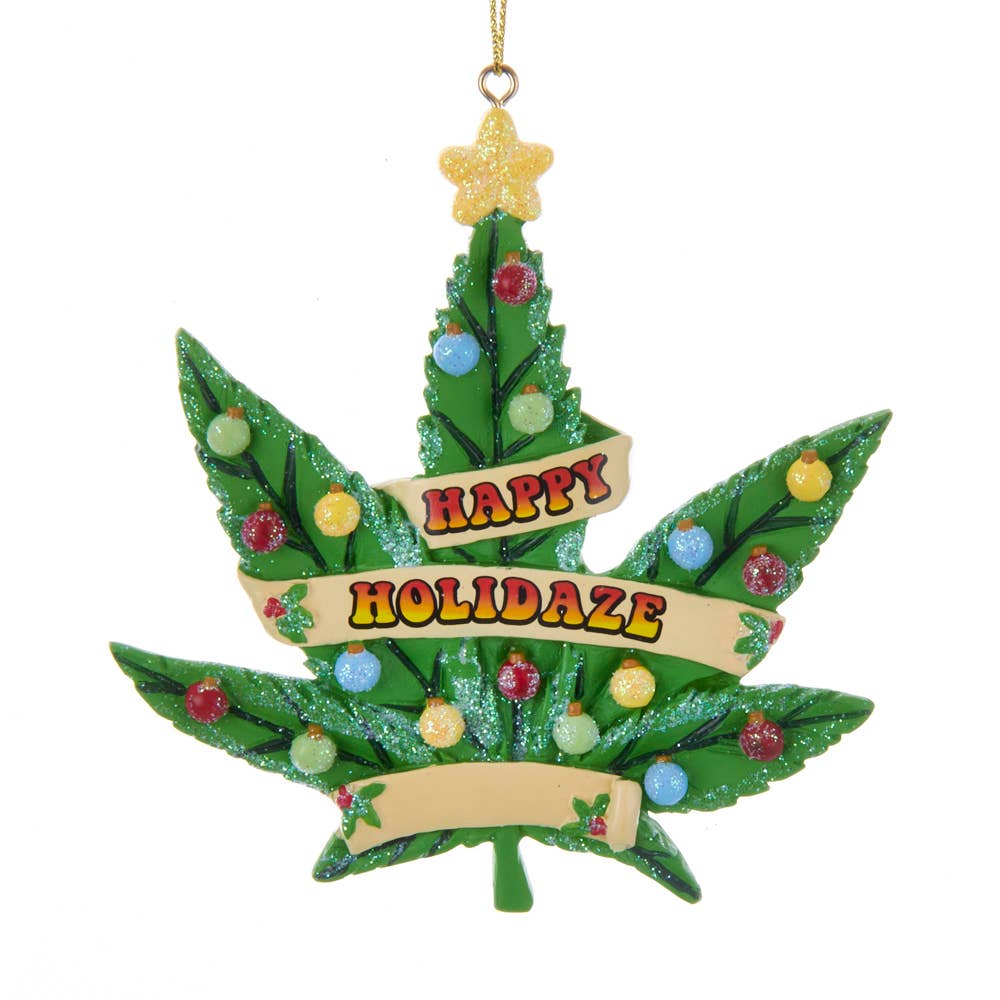 Kurt S. Adler, Inc. - 4" RESIN CANNABIS LEAF ORNAMENT