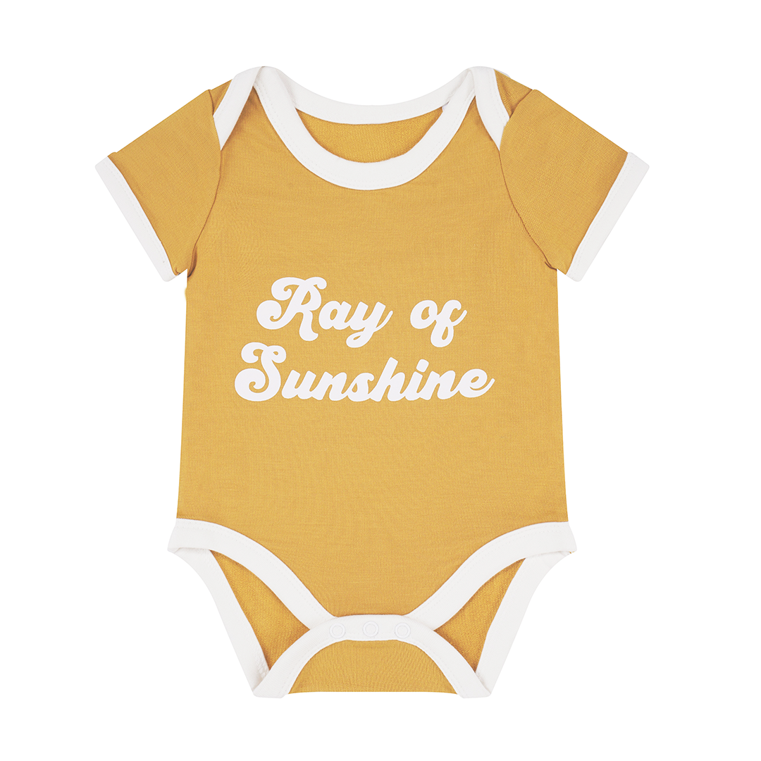 Emerson and Friends - Ray of Sunshine Bamboo Terry Ringer Baby Onesie