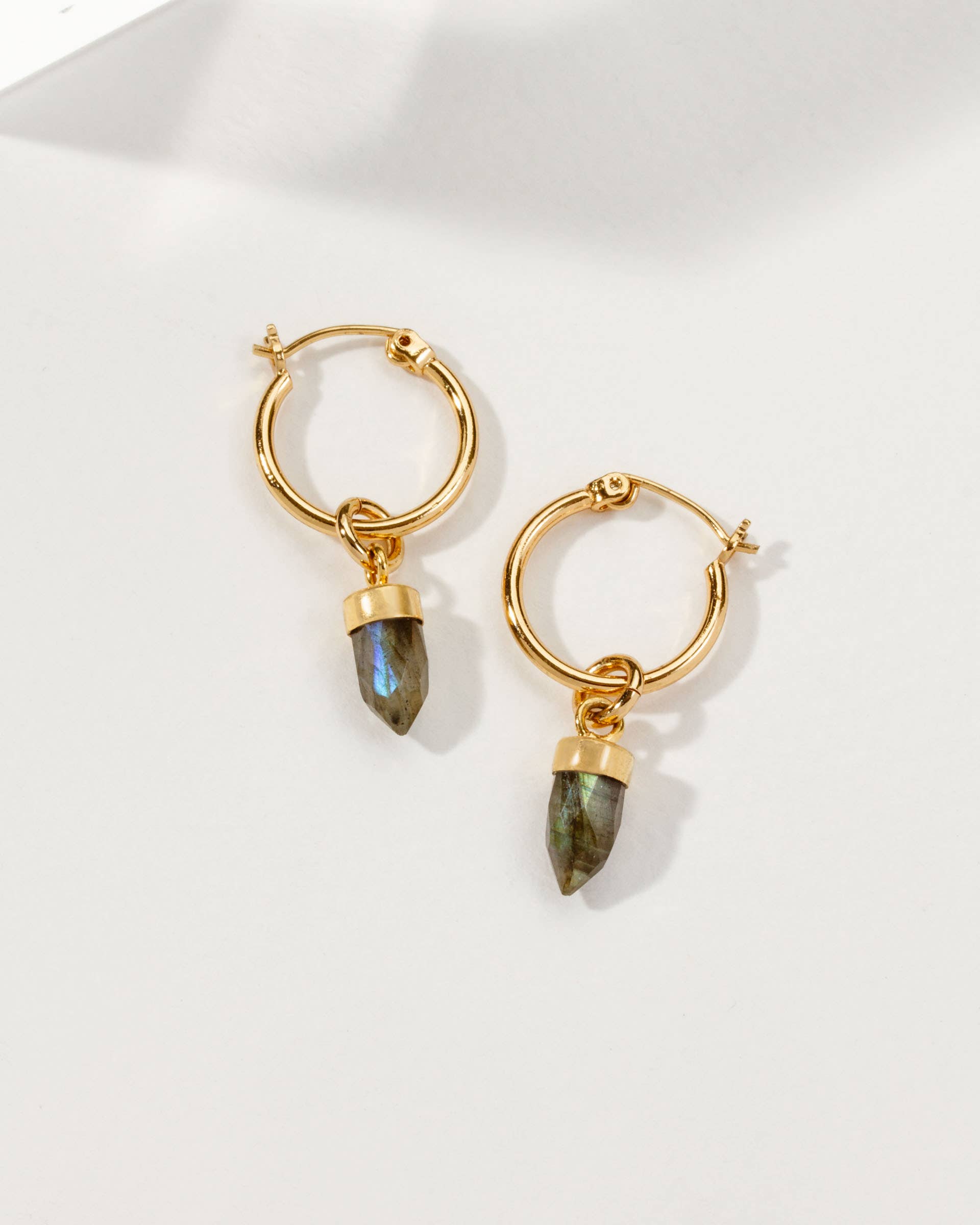 Luna Norte - On Point Mini Hoop Earrings - Labradorite