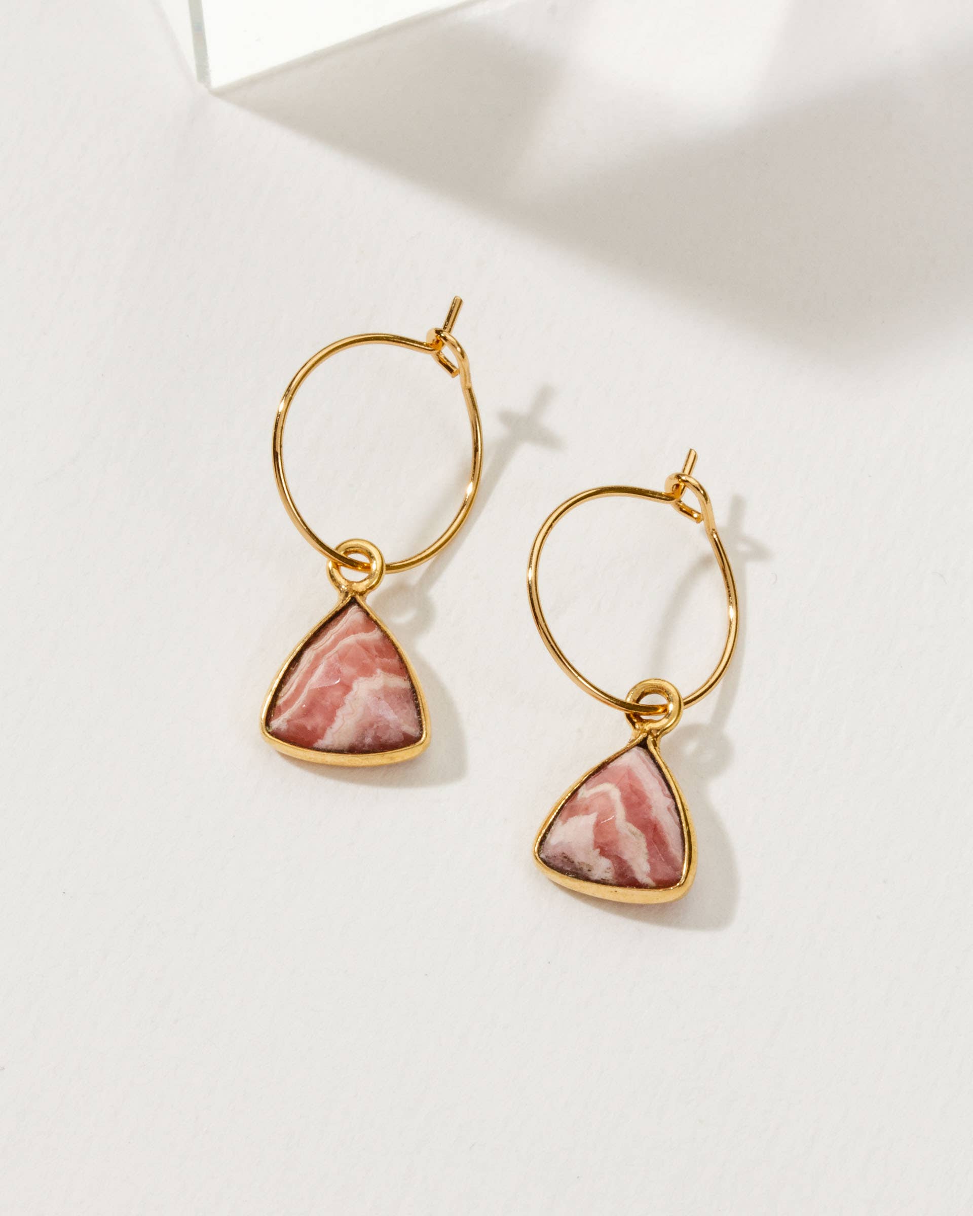 Luna Norte - Bermuda Triangle Mini Hoop Earrings- Rhodochrosite