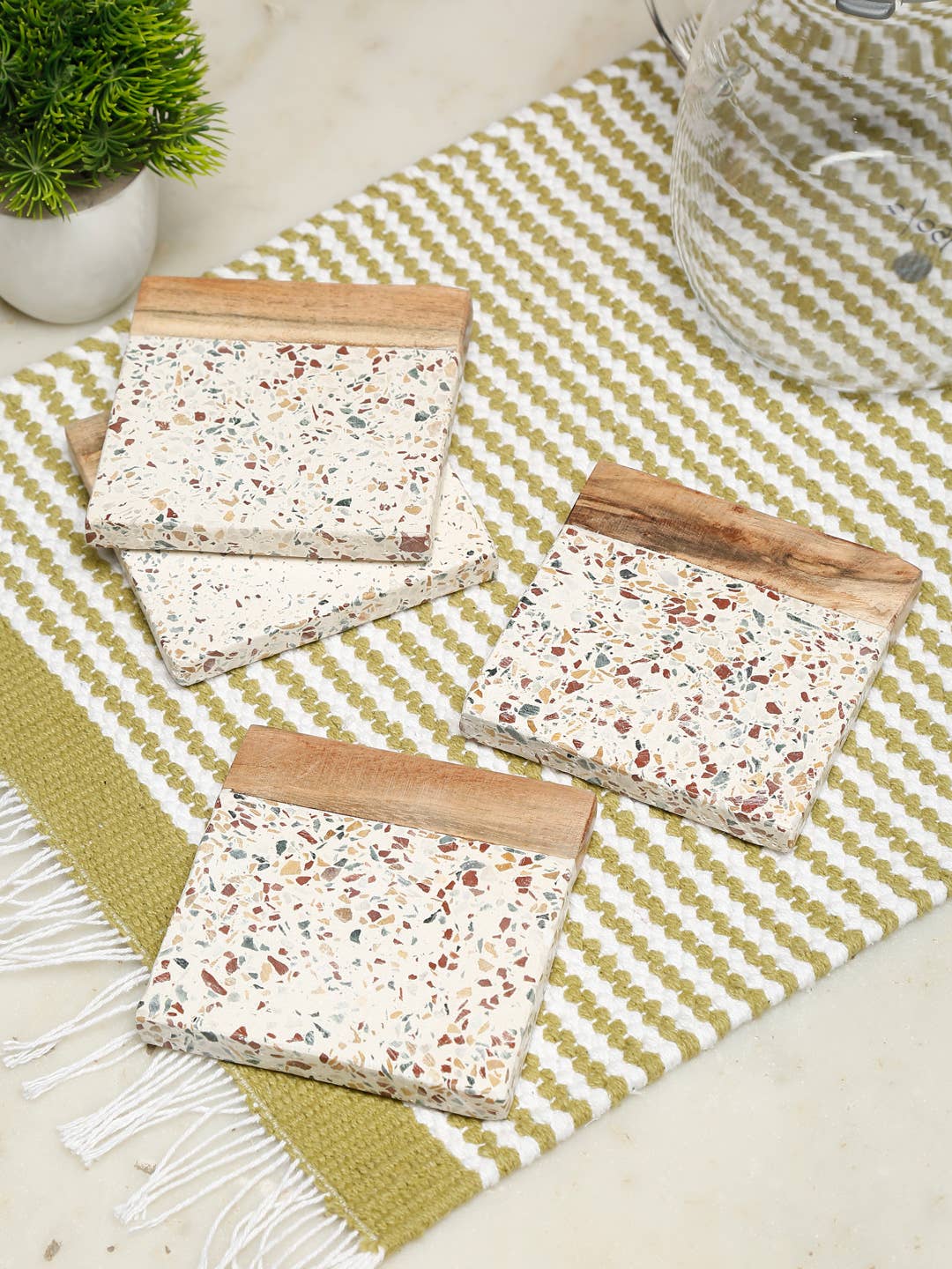 Eyda Homes - Terrazzo Marble Coasters: Stylish Protection for Table