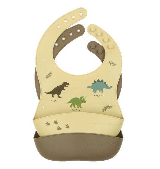 A Little Lovely Company - Silicone bib set of 2: Dinosaurs