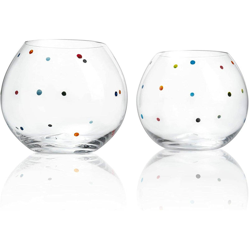 The Wine Savant Polka Dot Set of 2 Stemless Bubble Wine Glasses 16 oz