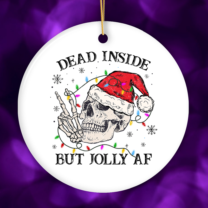 OrnamentallyYou - Dead Inside but Jolly AF Santa Skeleton Christmas Ornament