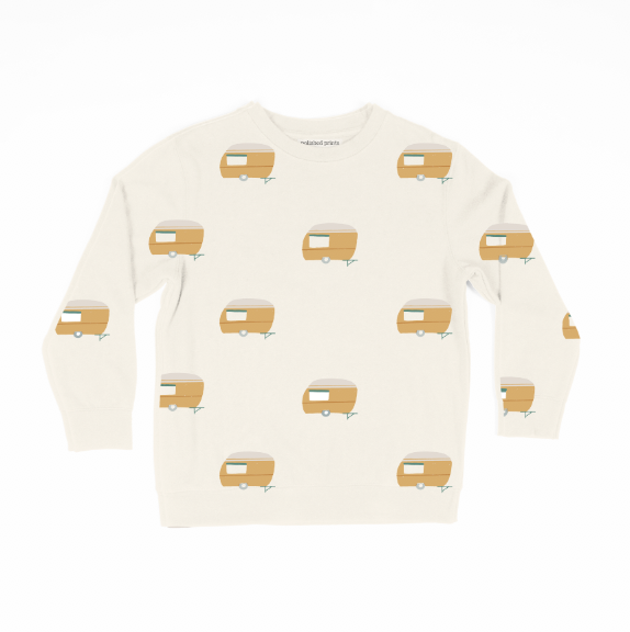 Polished Prints - Retro Camper Pullover Sweatshirt French Terry Organic Cotton
