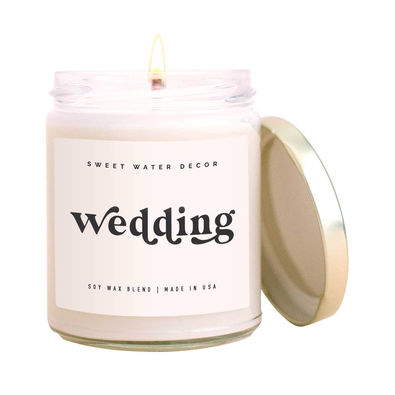 Sweet Water Decor - Wedding Soy Candle - Clear Jar - Ecru, Neutral - 9 oz